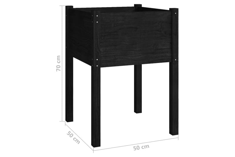 Plantekasser 2 stk svart 50x50x70 cm heltre furu - Svart - Hagemøbler - Øvrig utendørs - Tilbehør utendørs - Hagekrukker