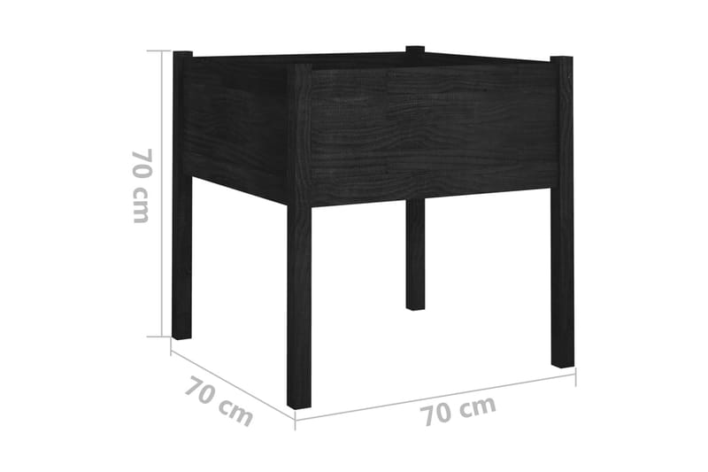 Plantekasser 2 stk svart 70x70x70 heltre furu - Svart - Blomsterkasser - Hagekrukker