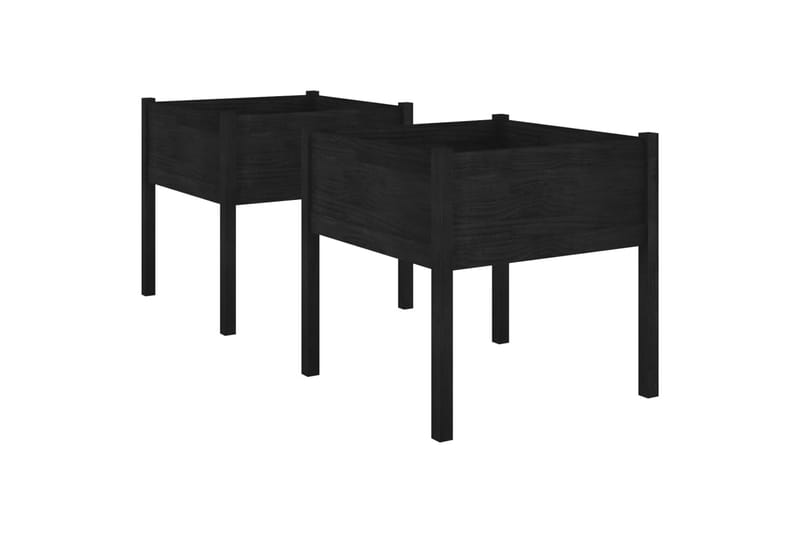 Plantekasser 2 stk svart 70x70x70 heltre furu - Svart - Hagemøbler - Øvrig utendørs - Tilbehør utendørs - Hagekrukker