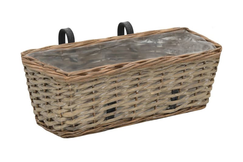 Plantekasser for balkong 2 stk flettekurv med PE-fôring 40cm - Hagemøbler - Øvrig utendørs - Tilbehør utendørs - Hagekrukker