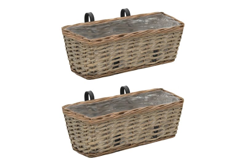 Plantekasser for balkong 2 stk flettekurv med PE-fôring 40cm - Hagemøbler - Øvrig utendørs - Tilbehør utendørs - Hagekrukker