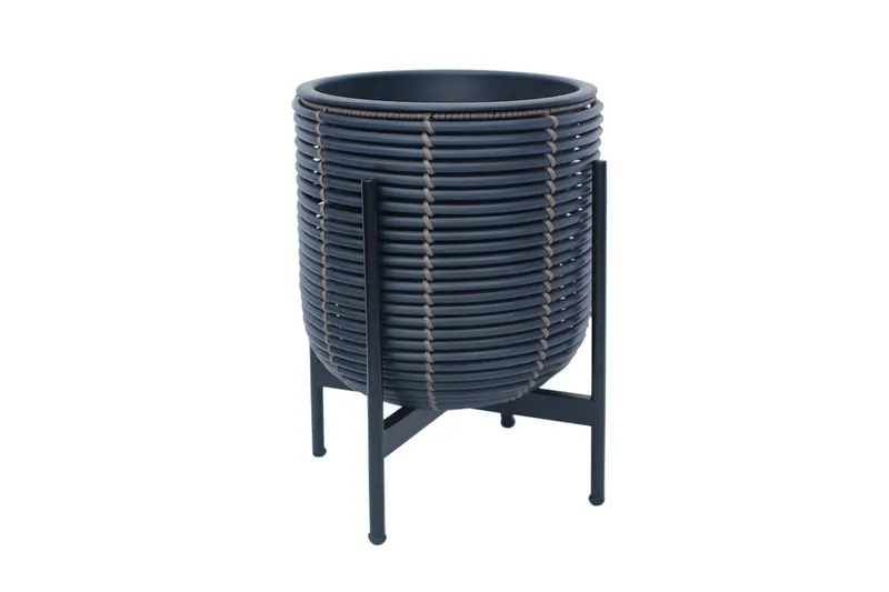 Wicker Blomsterkrukke på stativ 30x30xH38 cm Svart, undefined