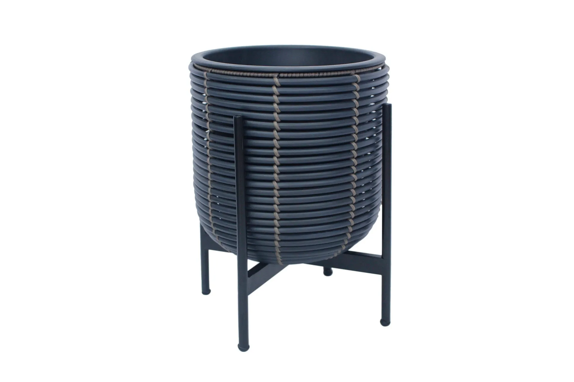 Wicker Blomsterkrukke på stativ 30x30xH38 cm Svart -
