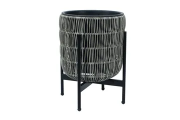 Wicker Blomsterkrukke på stativ 30x30xH38 cm Grå - Hagemøbler - Øvrig utendørs - Tilbehør utendørs - Hagekrukker