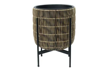 Wicker Blomsterkrukke på stativ 38x38xH49 cm Lysebrun - Hagemøbler - Øvrig utendørs - Tilbehør utendørs - Hagekrukker