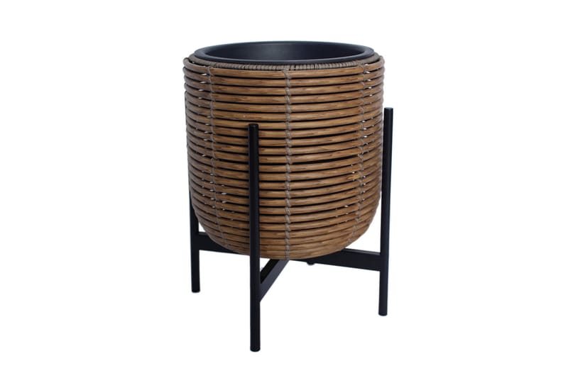 Wicker Blomsterkrukke på stativ 30x30xH38 cm Brun - Hagemøbler - Øvrig utendørs - Tilbehør utendørs - Hagekrukker