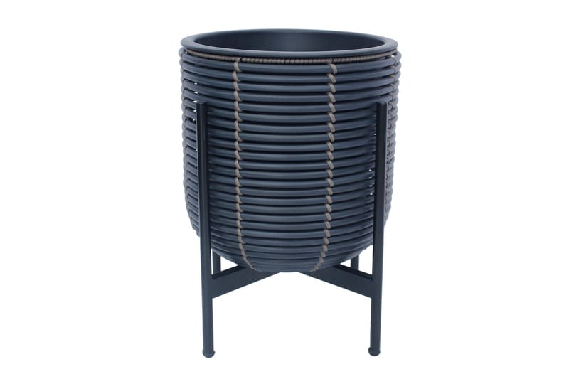 Wicker Blomsterkrukke på stativ 30x30xH38 cm Svart - Hagemøbler - Øvrig utendørs - Tilbehør utendørs - Hagekrukker