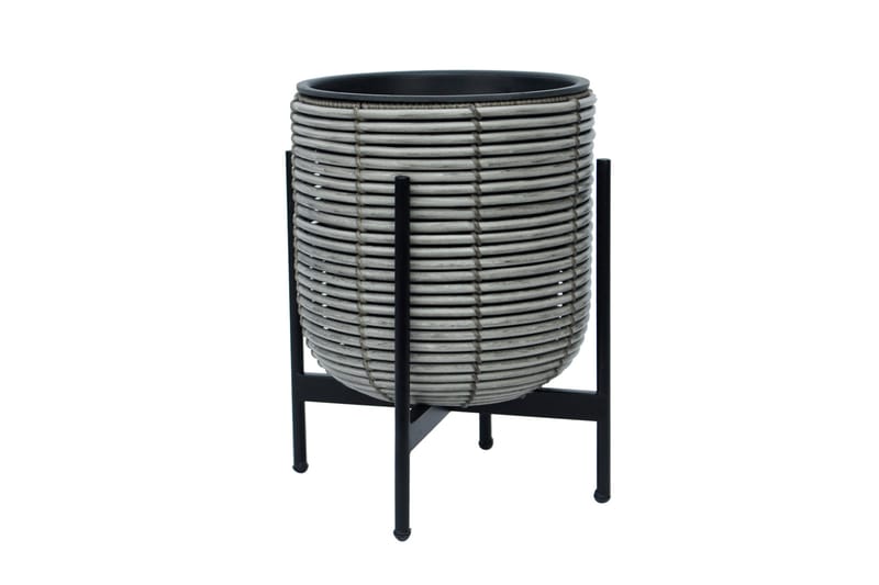 Wicker Blomsterkrukke på stativ 30x30xH38 cm Grå - Hagemøbler - Øvrig utendørs - Tilbehør utendørs - Hagekrukker