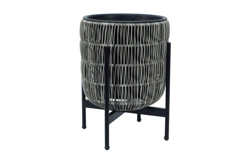 Wicker Blomsterkrukke på stativ 30x30xH38 cm Grå - Hagemøbler - Øvrig utendørs - Tilbehør utendørs - Hagekrukker