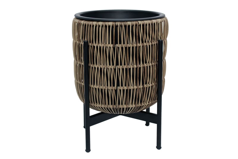 Wicker Blomsterkrukke på stativ 30x30xH38 cm Lysebrun - Hagemøbler - Øvrig utendørs - Tilbehør utendørs - Hagekrukker