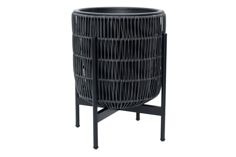 Wicker Blomsterkrukke på stativ 38x38xH49 cm Svart - Hagemøbler - Øvrig utendørs - Tilbehør utendørs - Hagekrukker