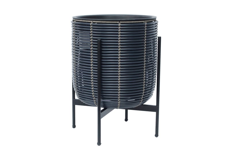 Wicker Blomsterkrukke på stativ 38x38xH49 cm Svart - Hagemøbler - Øvrig utendørs - Tilbehør utendørs - Hagekrukker