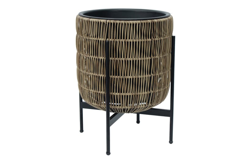 Wicker Blomsterkrukke på stativ 38x38xH49 cm Lysebrun - Store blomsterkrukker - Hagekrukker