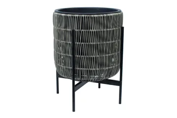 Wicker Blomsterkrukke på stativ 38x38xH49 cm Grå - Hagemøbler - Øvrig utendørs - Tilbehør utendørs - Hagekrukker