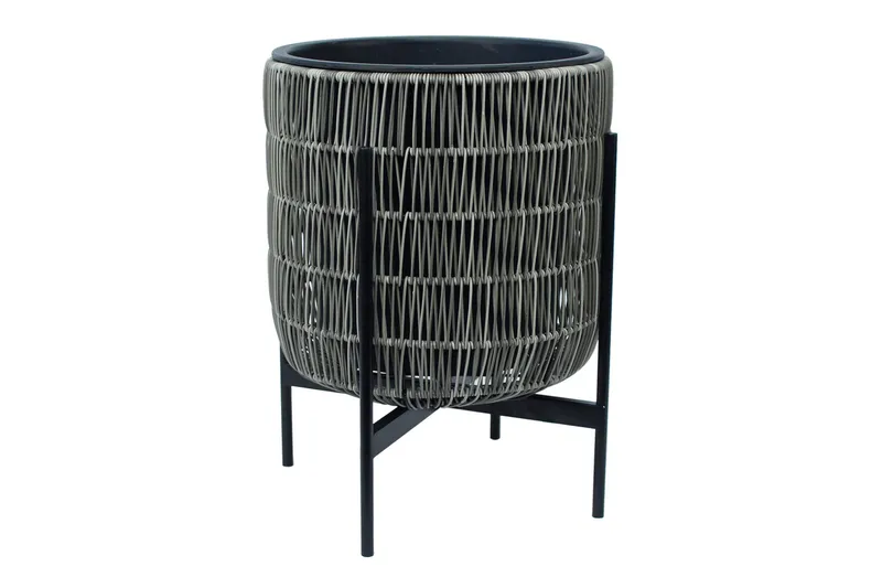 Wicker Blomsterkrukke på stativ 38x38xH49 cm Grå - Hagemøbler - Øvrig utendørs - Tilbehør utendørs - Hagekrukker