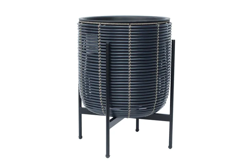 Wicker Blomsterkrukke på stativ 38x38xH49 cm Svart, undefined