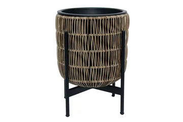 Wicker Blomsterkrukke på stativ 30x30xH38 cm Lysebrun - Hagemøbler - Øvrig utendørs - Tilbehør utendørs - Hagekrukker
