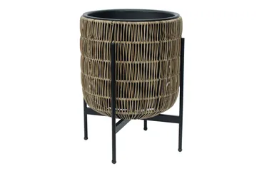 Wicker Blomsterkrukke på stativ 38x38xH49 cm Lysebrun - Hagemøbler - Øvrig utendørs - Tilbehør utendørs - Hagekrukker