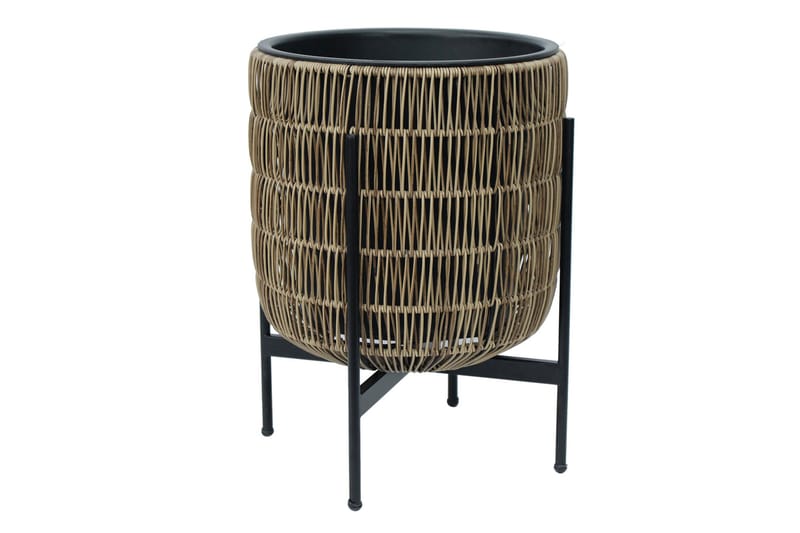 Wicker Blomsterkrukke på stativ 38x38xH49 cm Lysebrun - Hagemøbler - Øvrig utendørs - Tilbehør utendørs - Hagekrukker