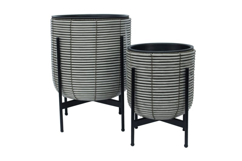 Wicker Blomsterkrukke på stativ 30x30xH38 cm Grå - Hagemøbler - Øvrig utendørs - Tilbehør utendørs - Hagekrukker
