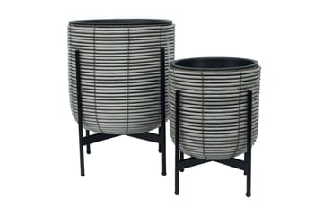 Wicker Blomsterkrukke på stativ 30x30xH38 cm Grå - Hagemøbler - Øvrig utendørs - Tilbehør utendørs - Hagekrukker