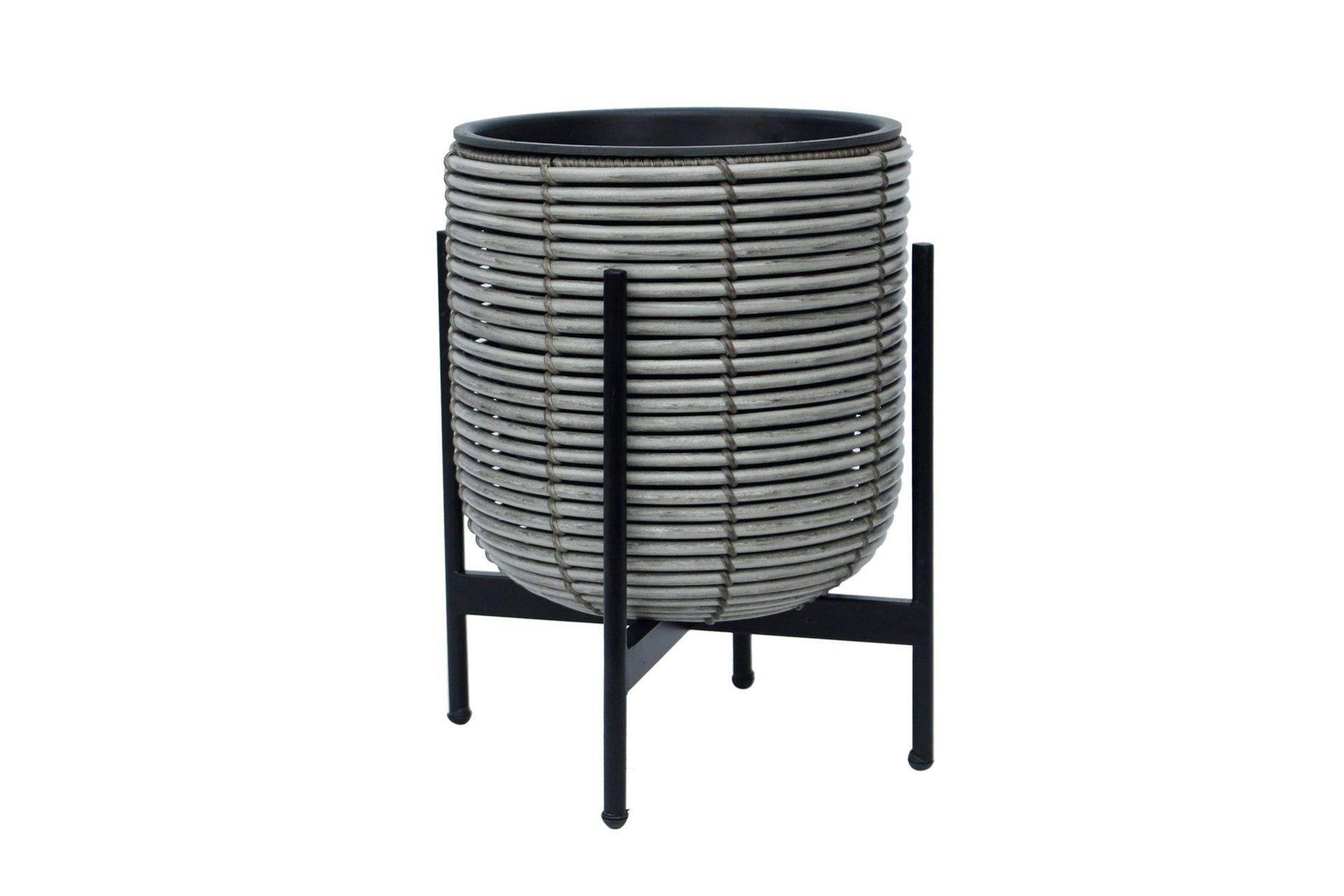 Wicker Blomsterkrukke på stativ 30x30xH38 cm Grå -