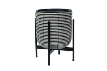 Wicker Blomsterkrukke på stativ 30x30xH38 cm Grå - Hagemøbler - Øvrig utendørs - Tilbehør utendørs - Hagekrukker