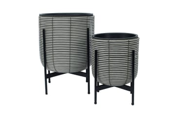 Wicker Blomsterkrukke på stativ 38x38xH49 cm Grå - Hagemøbler - Øvrig utendørs - Tilbehør utendørs - Hagekrukker