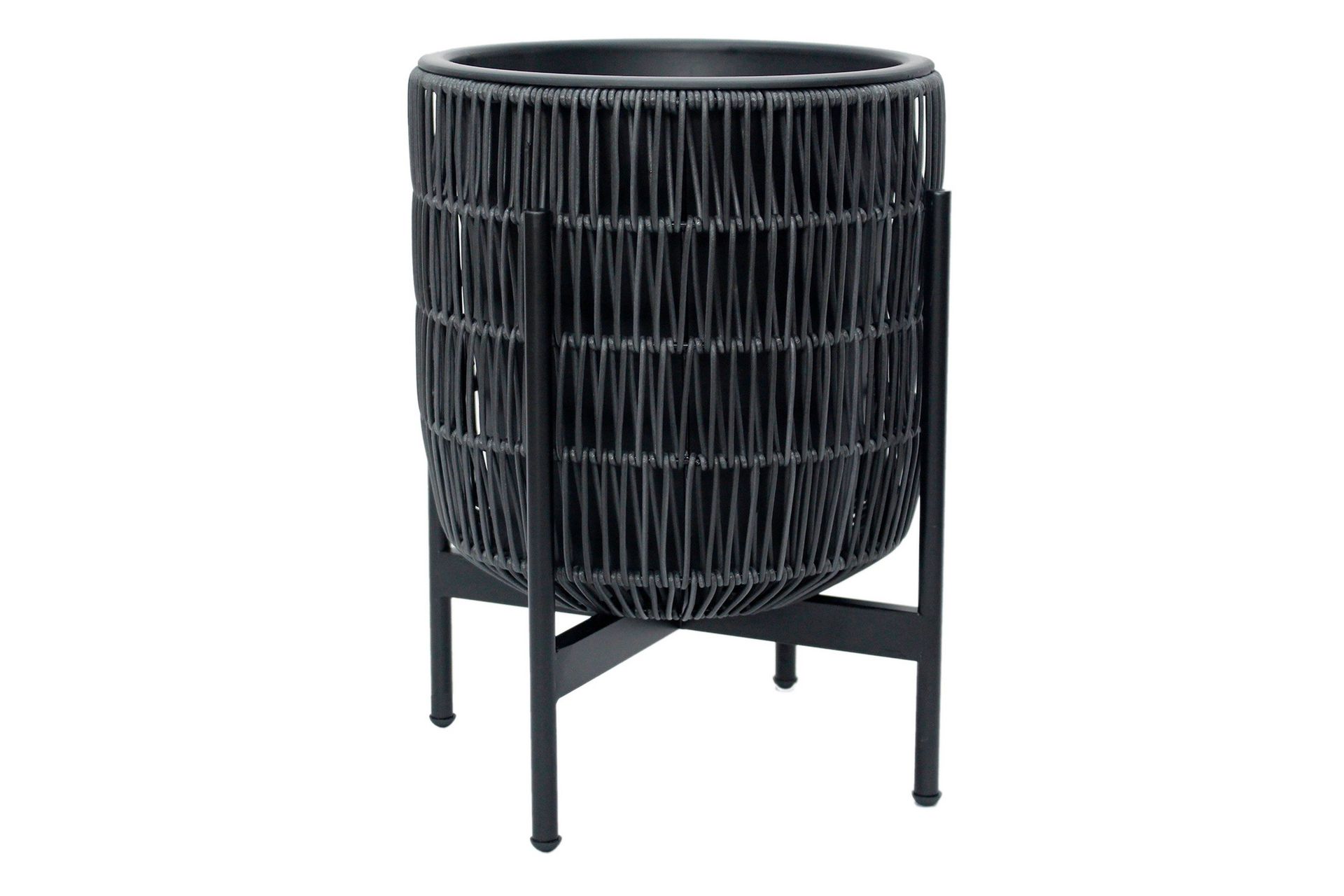 Wicker Blomsterkrukke på stativ 38x38xH49 cm Svart -