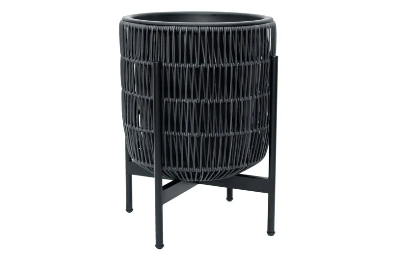 Wicker Blomsterkrukke på stativ 38x38xH49 cm Svart, undefined