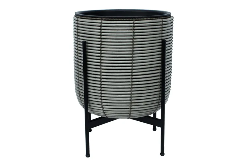 Wicker Blomsterkrukke på stativ 38x38xH49 cm Grå - Hagemøbler - Øvrig utendørs - Tilbehør utendørs - Hagekrukker