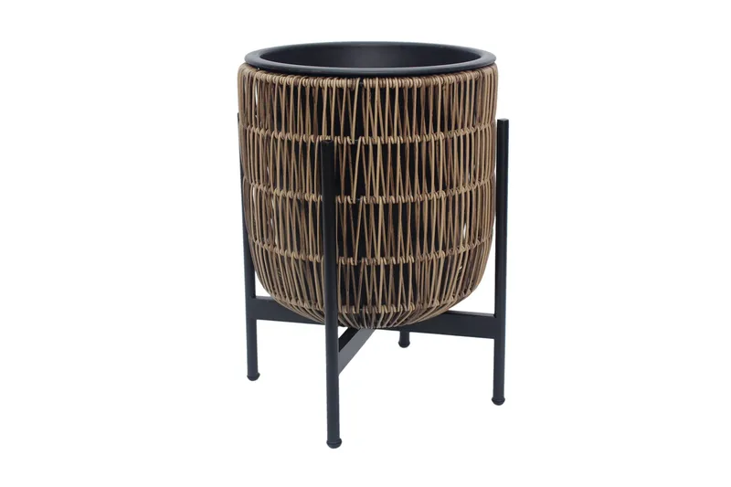 Wicker Blomsterkrukke på stativ 30x30xH38 cm Lysebrun - Hagemøbler - Øvrig utendørs - Tilbehør utendørs - Hagekrukker