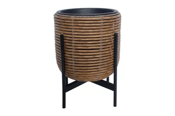 Wicker Blomsterkrukke på stativ 30x30xH38 cm Brun - Hagemøbler - Øvrig utendørs - Tilbehør utendørs - Hagekrukker