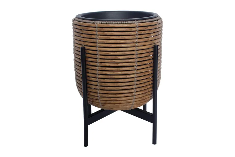 Wicker Blomsterkrukke på stativ 30x30xH38 cm Brun - Hagemøbler - Øvrig utendørs - Tilbehør utendørs - Hagekrukker
