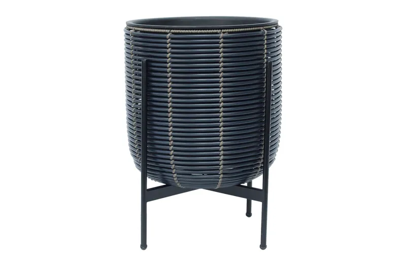 Wicker Blomsterkrukke på stativ 38x38xH49 cm Svart - Hagemøbler - Øvrig utendørs - Tilbehør utendørs - Hagekrukker