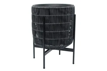 Wicker Blomsterkrukke på stativ 38x38xH49 cm Svart - Hagemøbler - Øvrig utendørs - Tilbehør utendørs - Hagekrukker