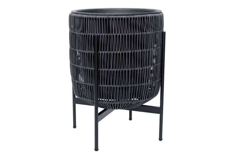 Wicker Blomsterkrukke på stativ 38x38xH49 cm Svart - Hagemøbler - Øvrig utendørs - Tilbehør utendørs - Hagekrukker