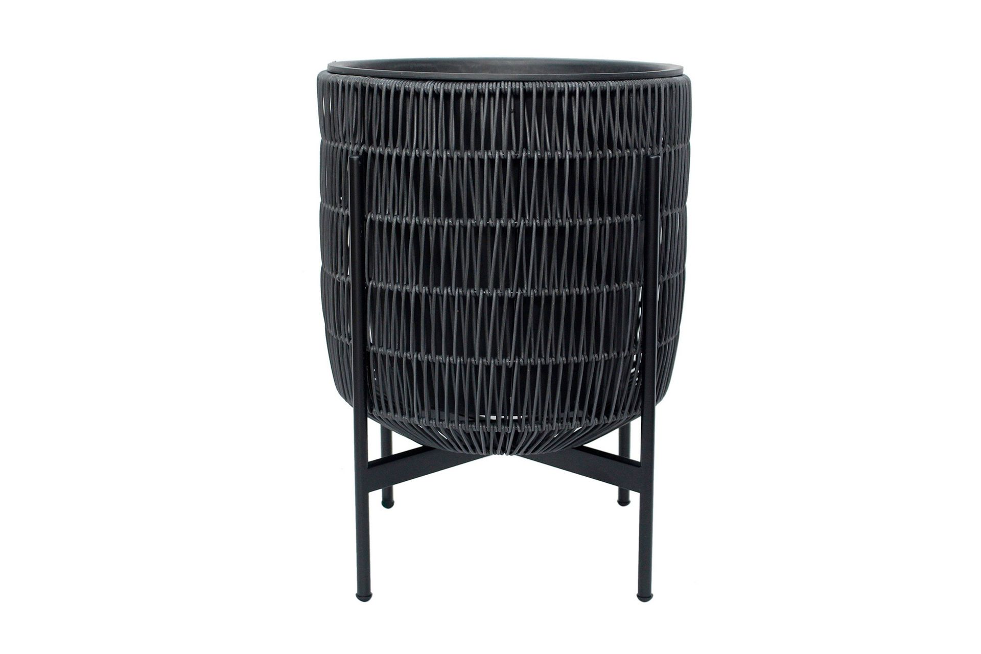 Wicker Blomsterpotte på stativ 30x30xH38 cm Svart -