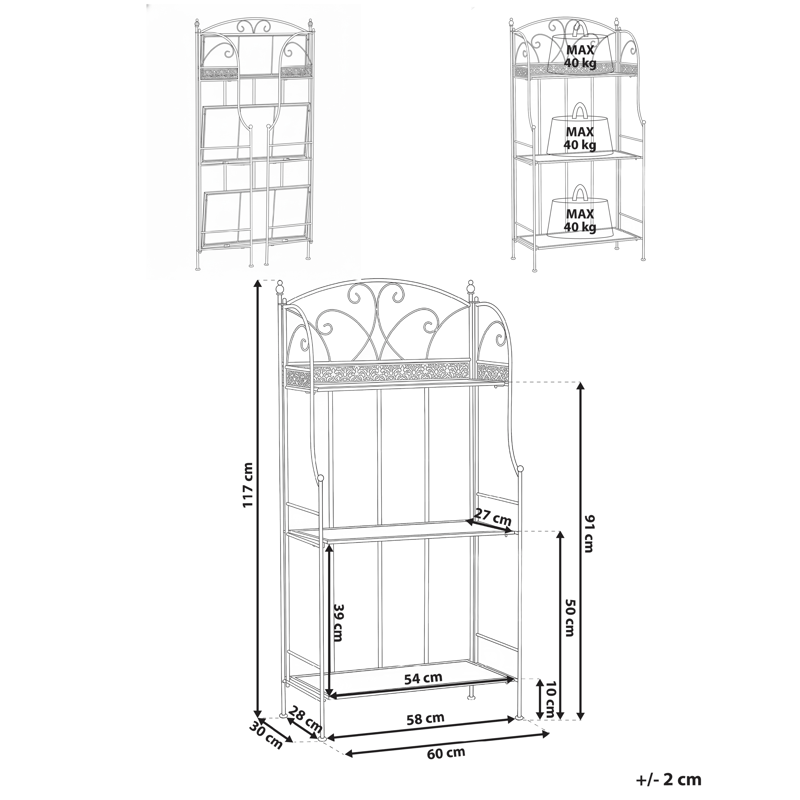 Hylle utendørs Villadose 60 cm - Grå - Hagemøbler - Øvrig utendørs - Tilbehør utendørs - Hyller utendørs