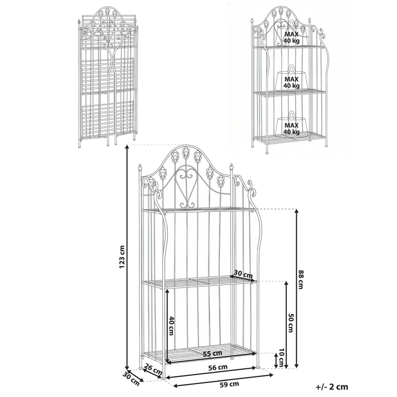 Hylle utendørs Visano 59 cm - Grå - Hagemøbler - Øvrig utendørs - Tilbehør utendørs - Hyller utendørs