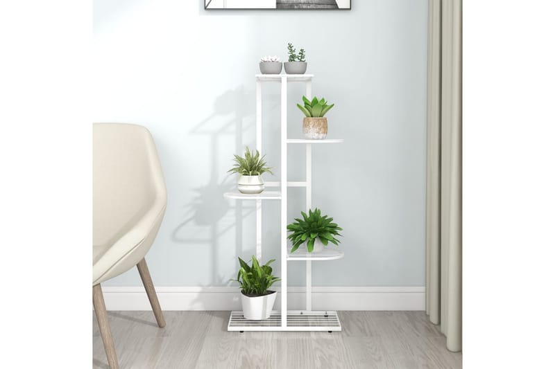Blomsterstativ 5 etasjer 43x22x98 cm hvit metall - Hvit - Hagemøbler - Øvrig utendørs - Tilbehør utendørs - Hyller utendørs