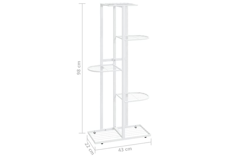 Blomsterstativ 5 etasjer 43x22x98 cm hvit metall - Hvit - Hagemøbler - Øvrig utendørs - Tilbehør utendørs - Hyller utendørs