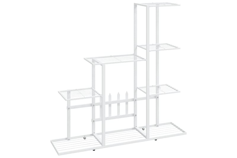 Blomsterstativ 94,5x25x88 cm hvit metall - Hvit - Hagemøbler - Øvrig utendørs - Tilbehør utendørs - Hyller utendørs