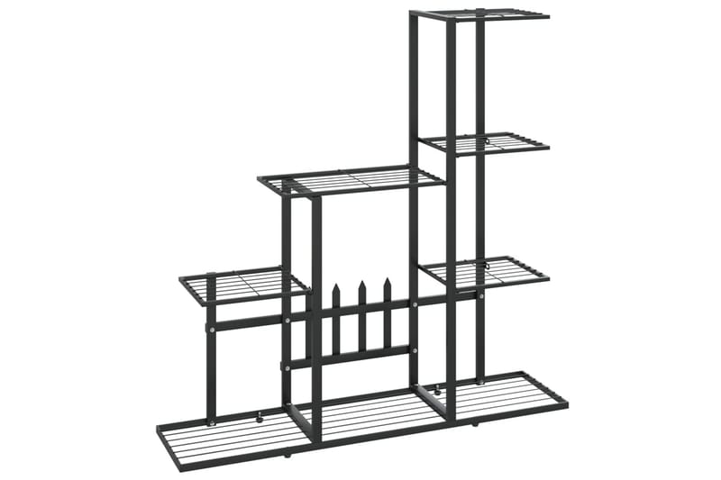 Blomsterstativ 94,5x25x88 cm svart metall - Svart - Hagemøbler - Øvrig utendørs - Tilbehør utendørs - Hyller utendørs