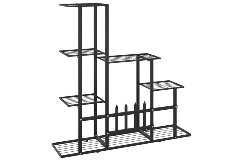 Blomsterstativ 94,5x25x88 cm svart metall - Svart - Hagemøbler - Øvrig utendørs - Tilbehør utendørs - Hyller utendørs