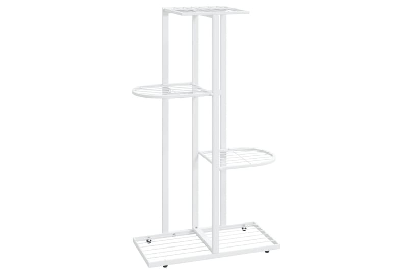 Blomsterstativ med 4 etasjer 43x22x76 cm hvit metall - Hvit - Hagemøbler - Øvrig utendørs - Tilbehør utendørs - Hyller utendørs