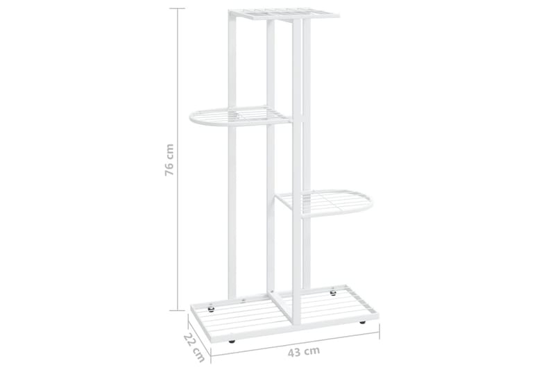 Blomsterstativ med 4 etasjer 43x22x76 cm hvit metall - Hvit - Hagemøbler - Øvrig utendørs - Tilbehør utendørs - Hyller utendørs
