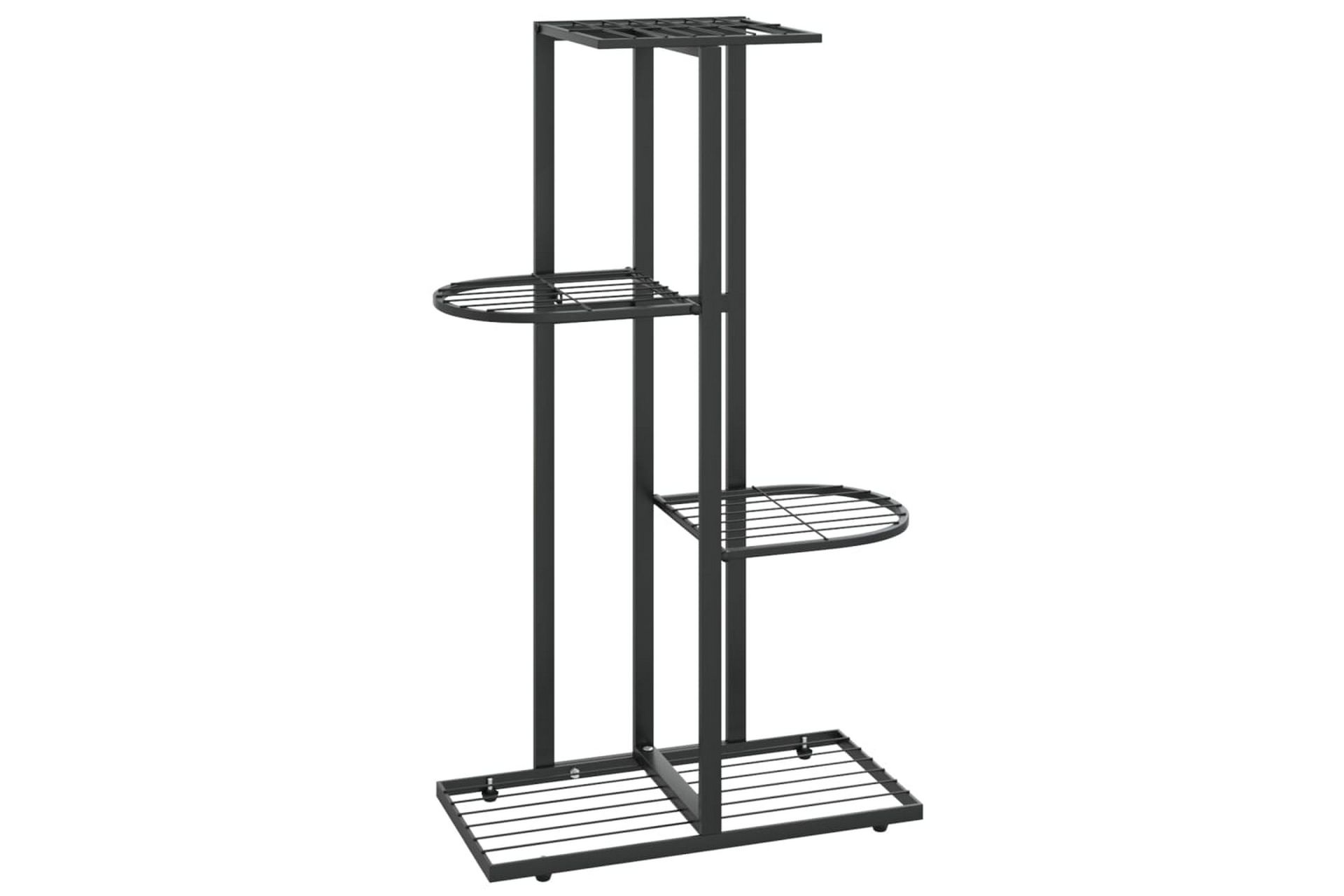 Blomsterstativ med 4 etasjer 43x22x76 cm svart metall - Svart - Hagemøbler - Øvrig utendørs - Tilbehør utendørs - Hyller utendørs