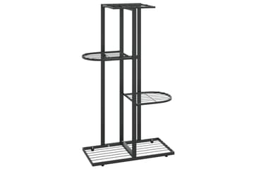 Blomsterstativ med 4 etasjer 43x22x76 cm svart metall - Svart - Hagemøbler - Øvrig utendørs - Tilbehør utendørs - Hyller utendørs