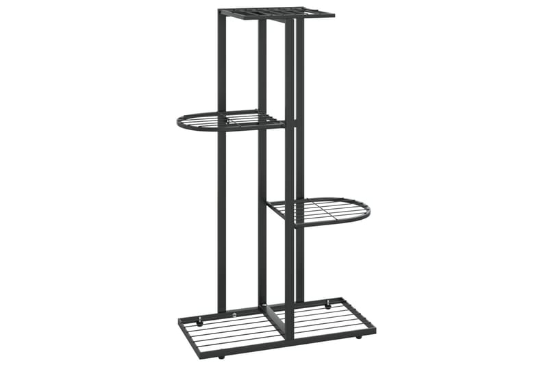 Blomsterstativ med 4 etasjer 43x22x76 cm svart metall - Svart - Hagemøbler - Øvrig utendørs - Tilbehør utendørs - Hyller utendørs